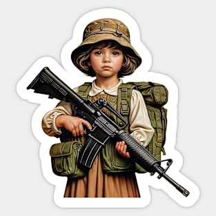 The Little Girl and a Toy Gun Sticker